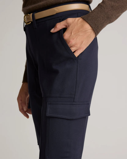 Ultra-Stretch Ponte Tapered Cargo Pants - XS / Black