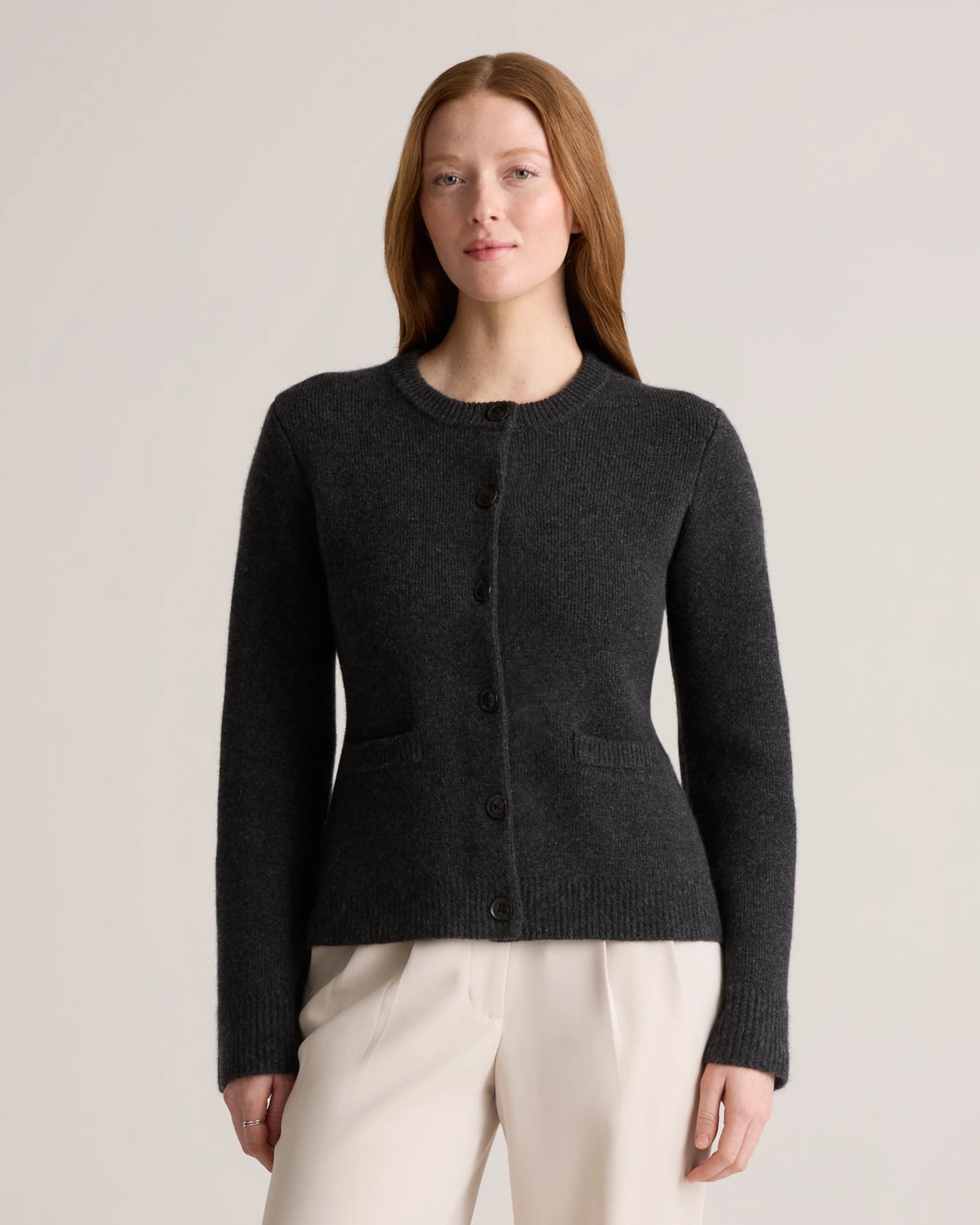 Mongolian Cashmere Structured Cardigan - XS / Oatmeal