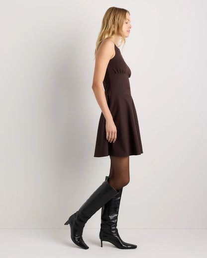 Organic Stretch Jersey Drop Waist Mini Dress - XS / Espresso