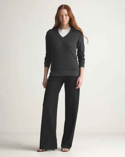 Lightweight Cotton Cashmere V-Neck Sweater - XS / Sugar Stone