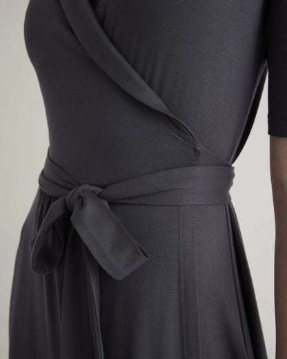 Tencel Jersey Midi Wrap Dress - XS / Brown
