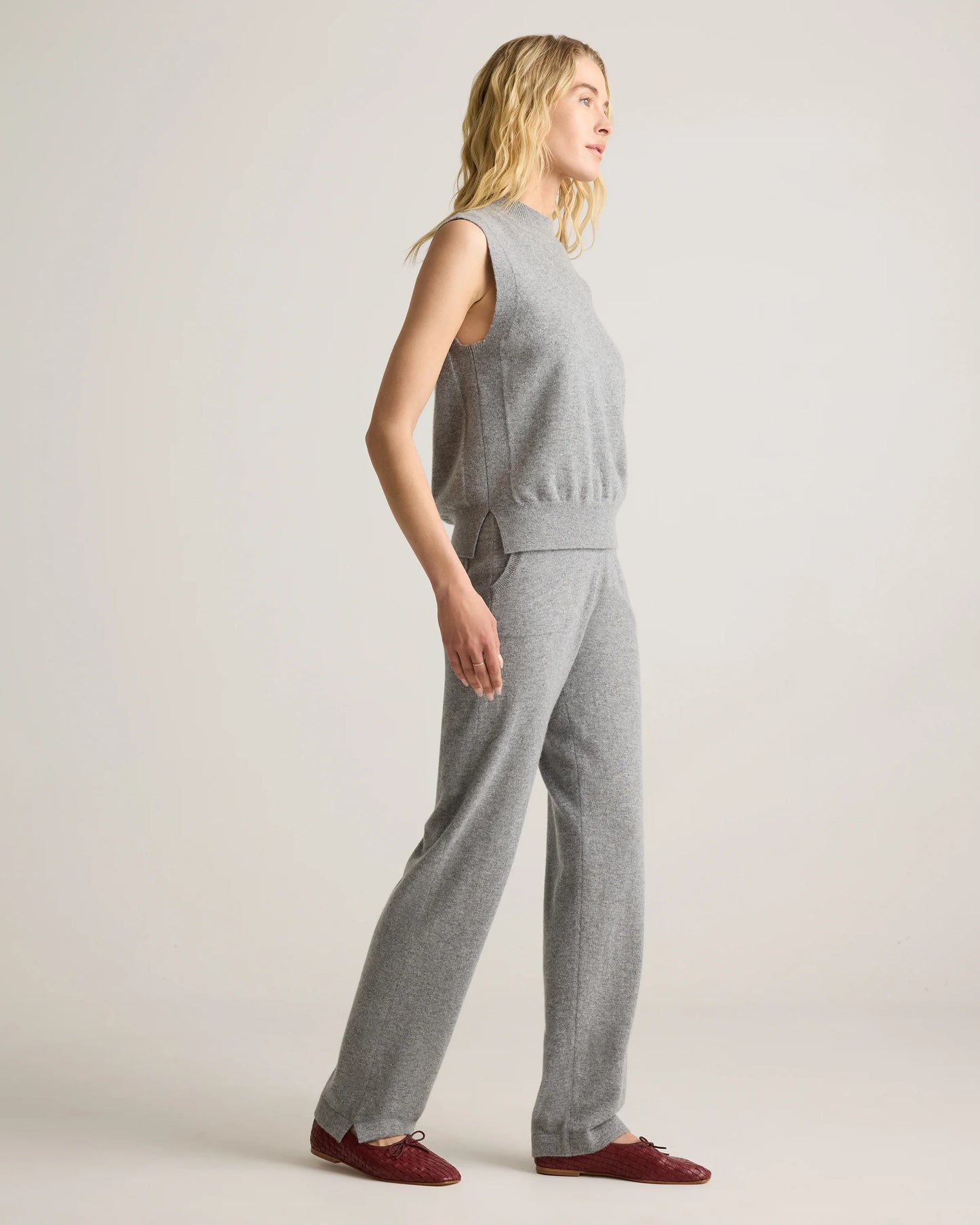Mongolian Cashmere Mock Neck Sweater Vest - XS / Oatmeal