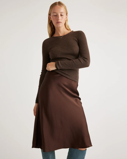 100% Washable Silk Skirt - XS / Champagne