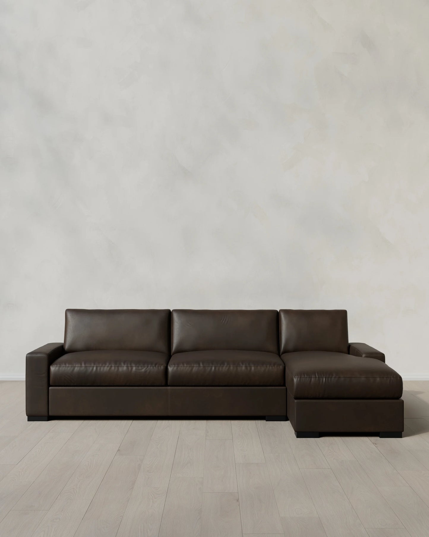 Stillman Chaise Sectional in Leather - 116" Right Arm / Auburn