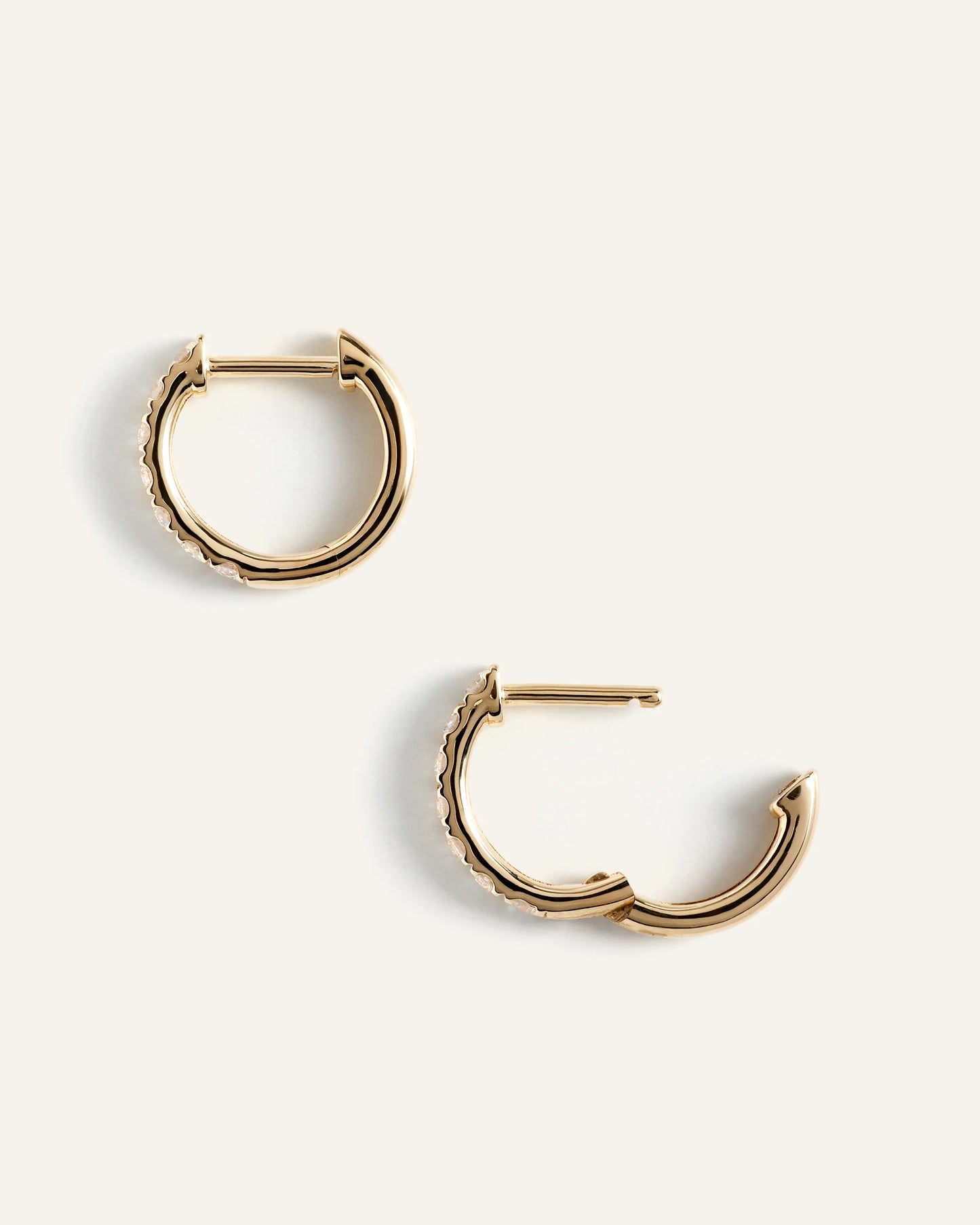 14K Gold Lab Grown Diamond Huggies - 12mm / Yellow Gold