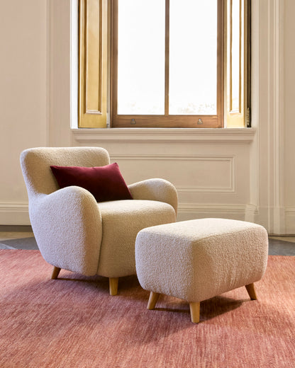 Teddy Boucle Petite Wingback Accent Chair - One Size / Oatmeal