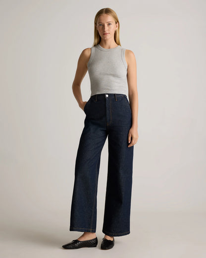 Organic Cotton Micro-Rib Cropped Cutaway Tank - XS / Heather Oatmeal