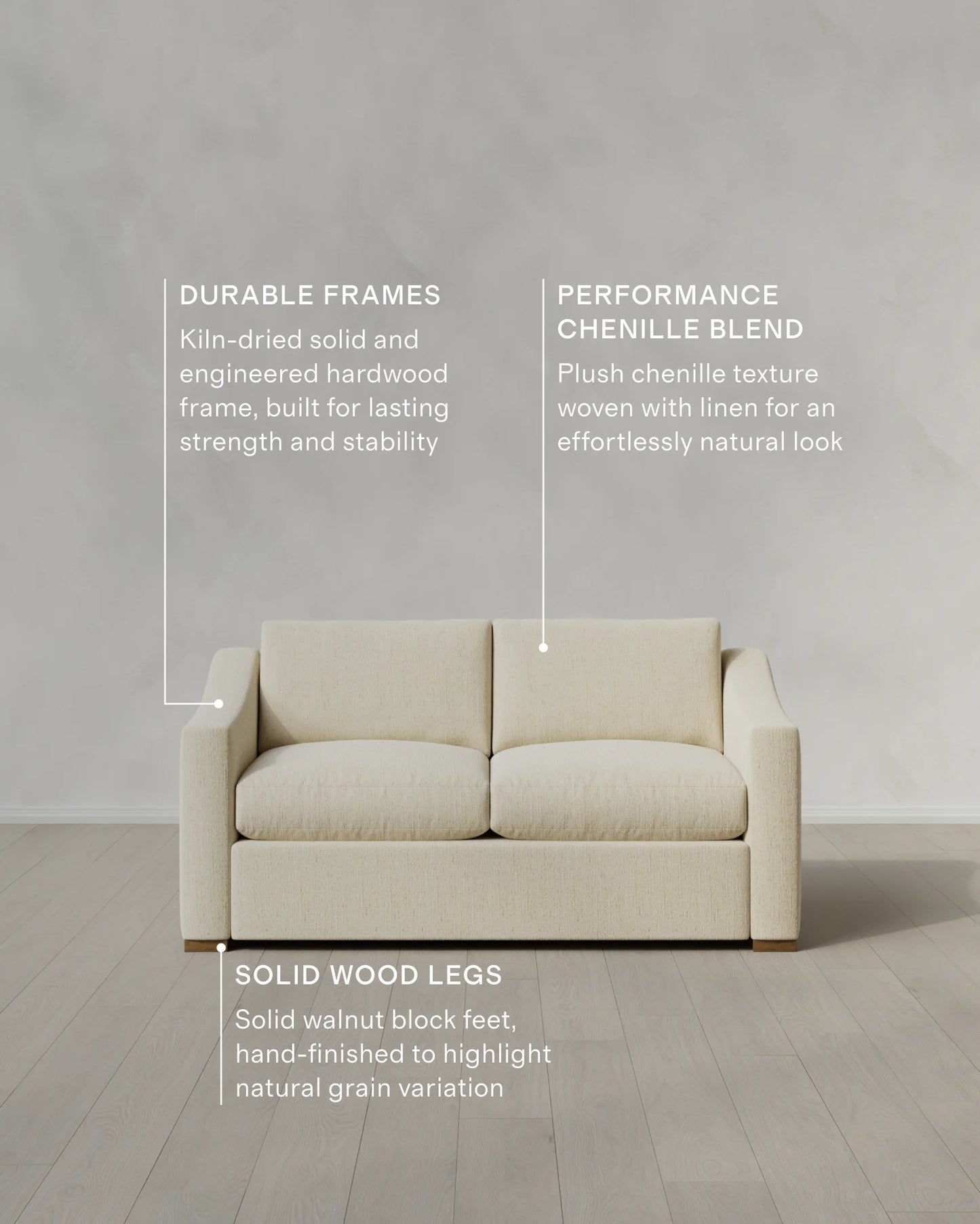 Hollis Slope Arm Sofa in Performance Chenille Linen Blend - 72" / Snow