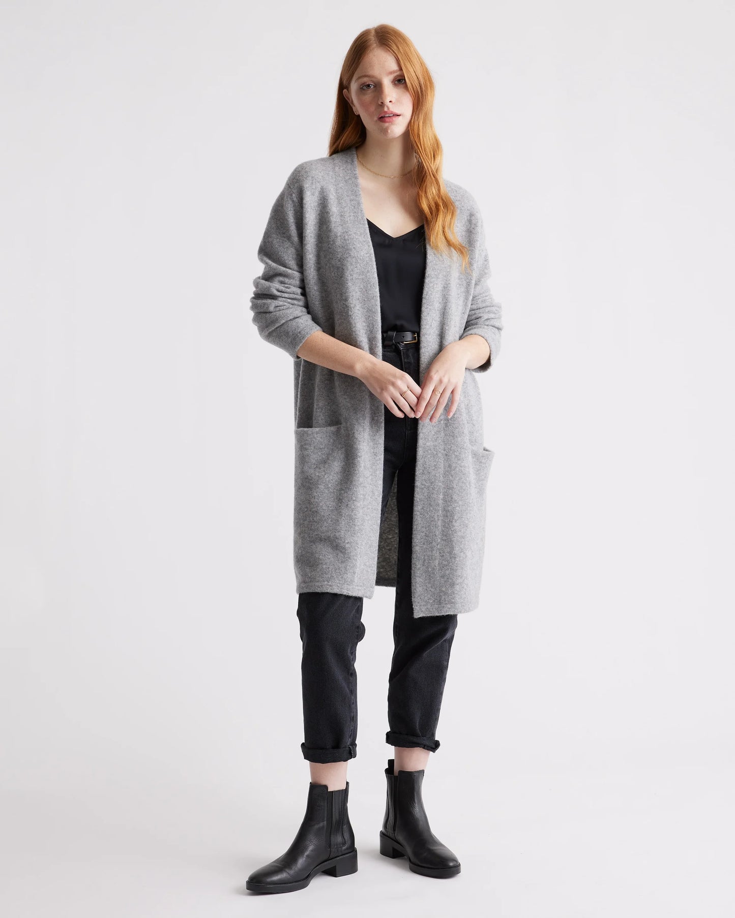 Superfine Merino Wool Sweater Coat - XS / Heather Grey