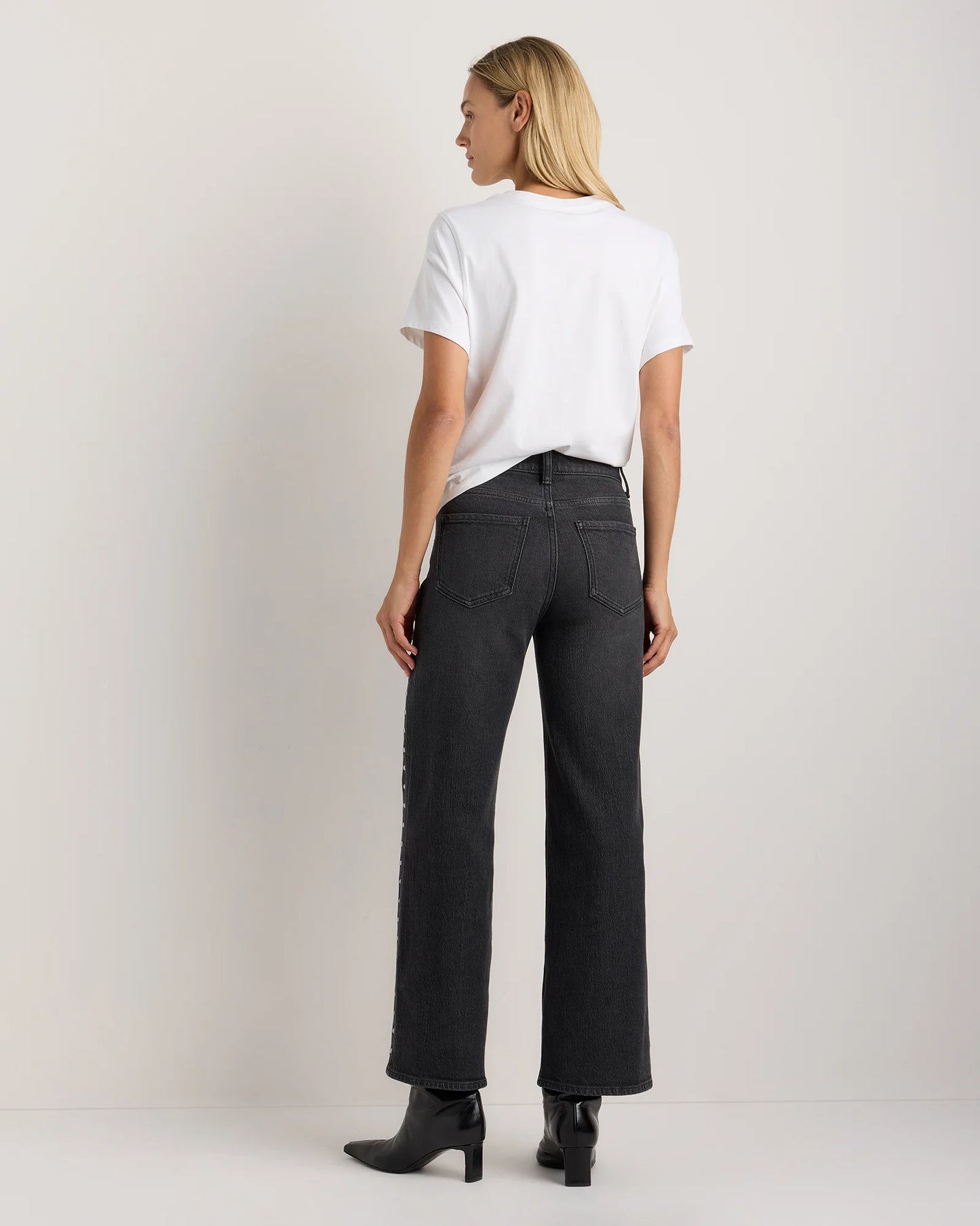 Bella Stretch Studded Relaxed Straight Jeans - 24 / Atlantic Blue
