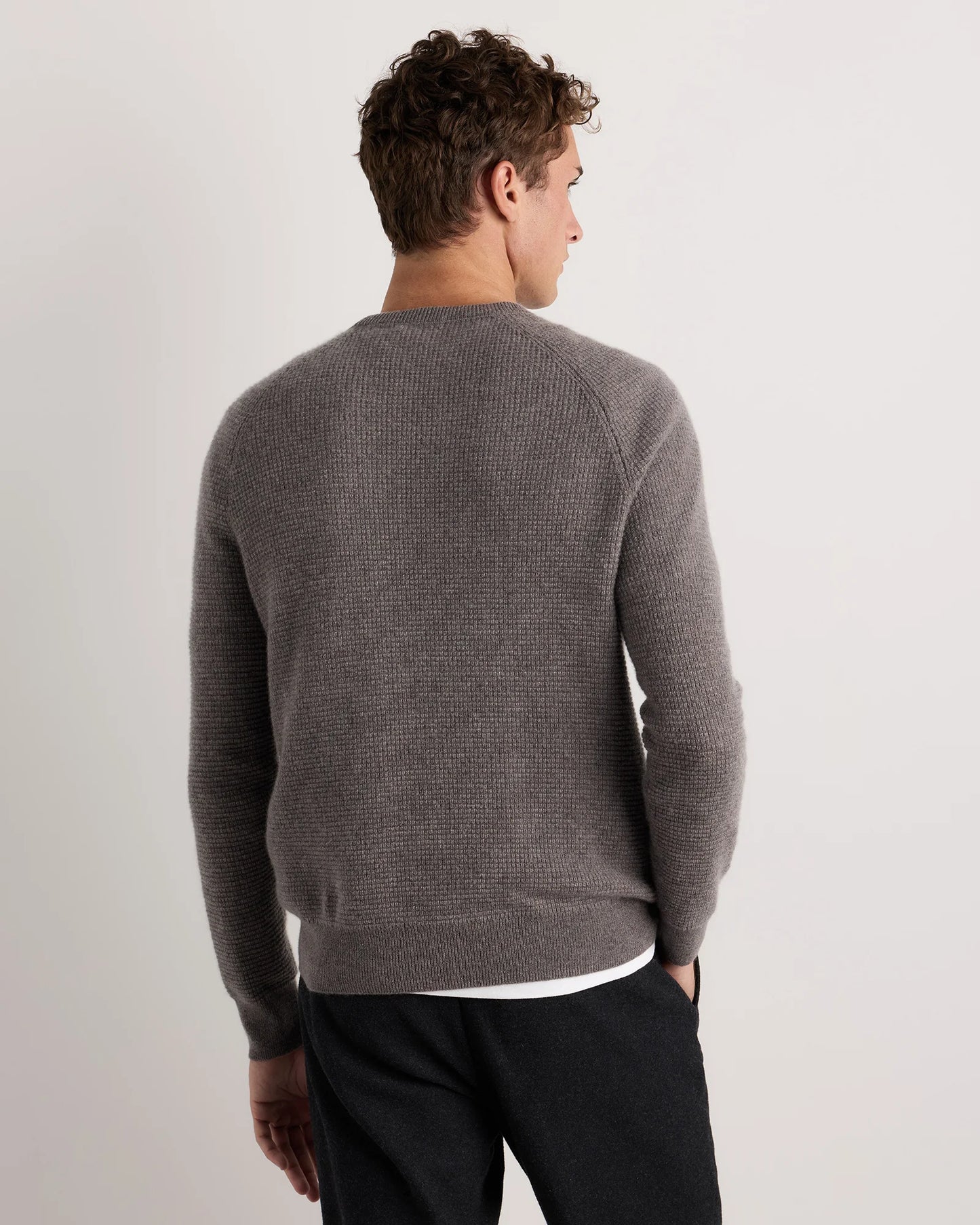 Mongolian Cashmere Waffle Sweatshirt - S / Faded Denim