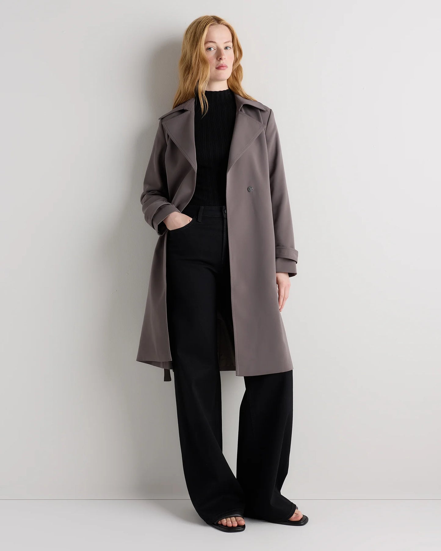 Stretch Crepe Trench Coat - XS / Olive