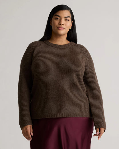 Mongolian Cashmere Fisherman Crewneck Sweater - 1X / Pale Custard Yellow