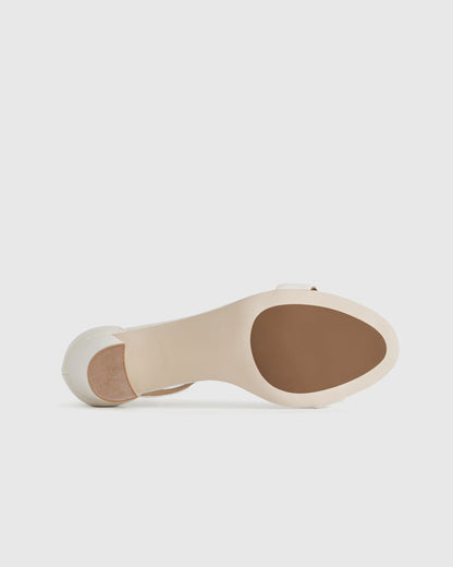 Italian Leather 65mm Block Heel - 5 / Cashew