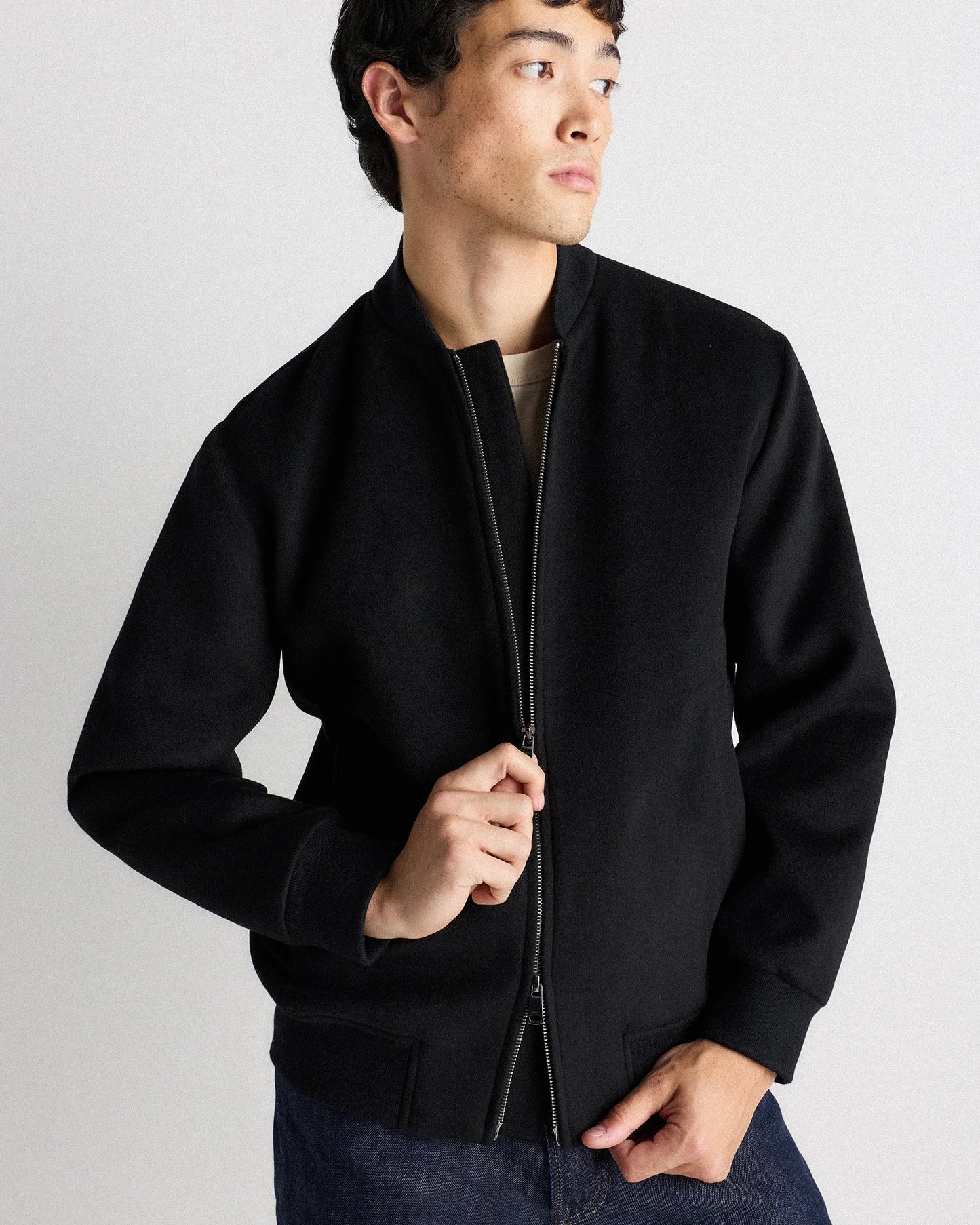 100% Mongolian Cashmere Bomber Jacket - S / Black