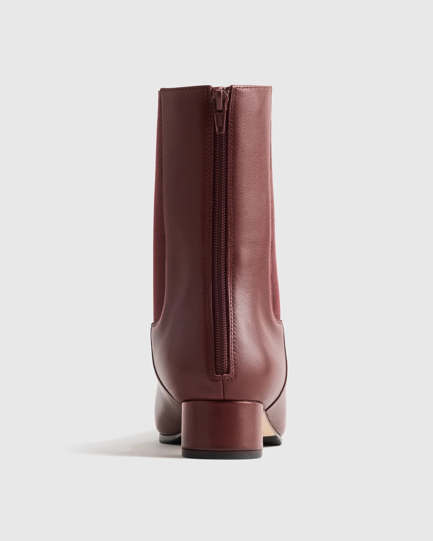 Italian Leather Kitten Heel Ankle Boot - 5 / Merlot