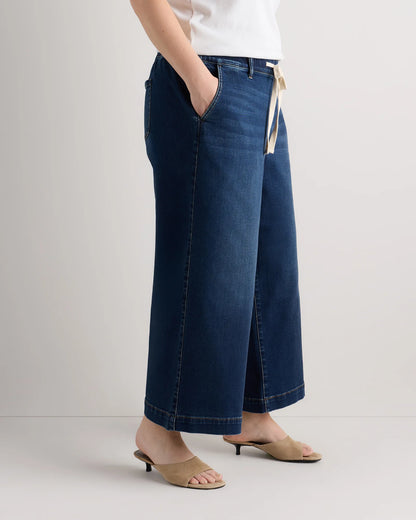Mia Wide Leg Crop Jeans - 1X / Deep Sea Blue