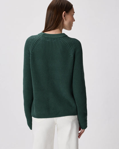 100% Organic Cotton Fisherman Crew Sweater - XS / Sapphire Blue
