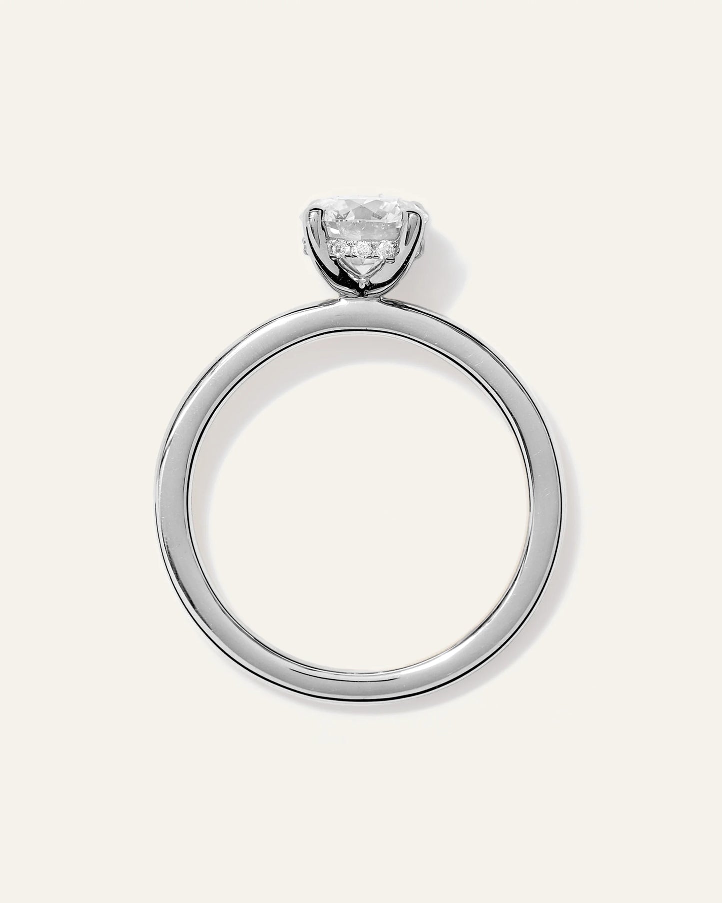 Lab Grown Diamond Round Petite Hidden Halo Engagement Ring - 1ct - 4 / Yellow Gold