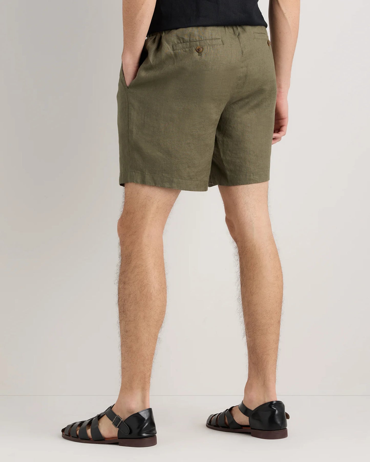 100% European Linen Shorts - 7" - S / Black