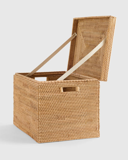 Handwoven Rattan Storage Chest - One Size / Natural