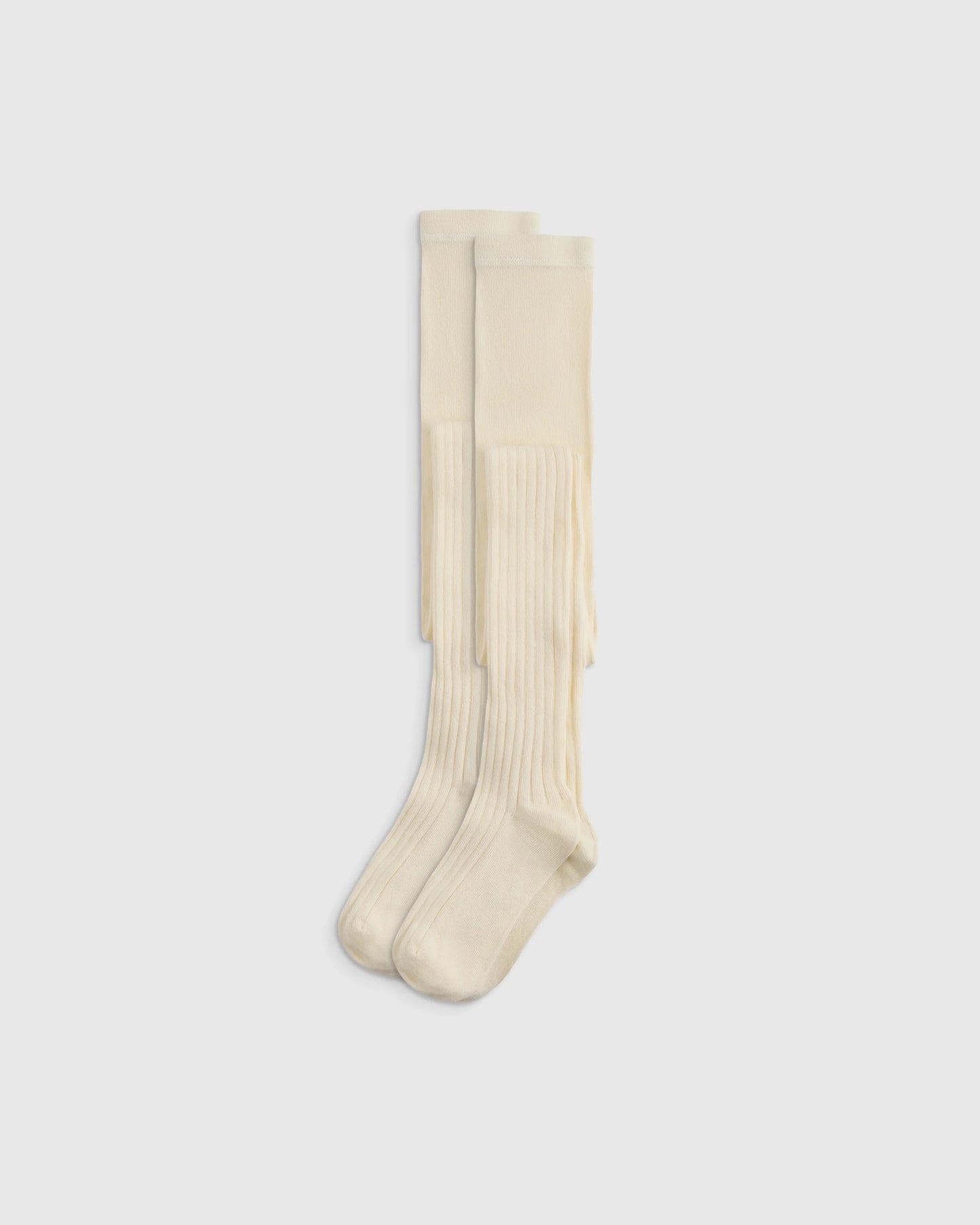 Organic Cotton Rib Tights (2-pack) - 6-7Y / Ivory