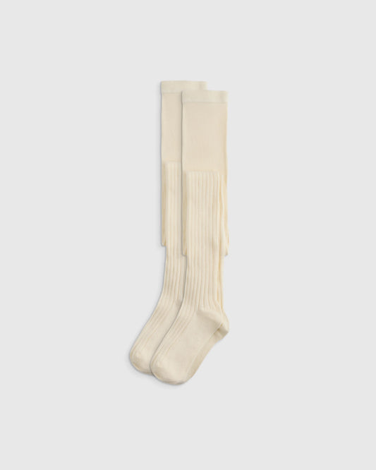 Organic Cotton Rib Tights (2-pack) - 6-7Y / Ivory