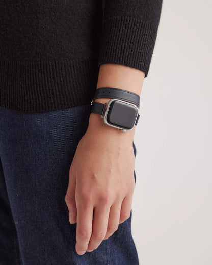 Leather Double Wrap Smartwatch Band - 38mm - 42mm / Dark Green