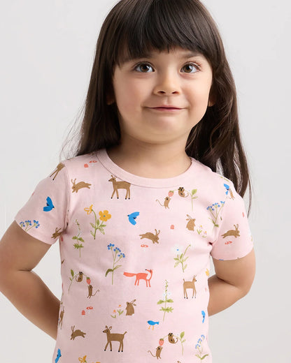 100% Organic Cotton Short Sleeve and Pant Pajama Set - 2T / Planets