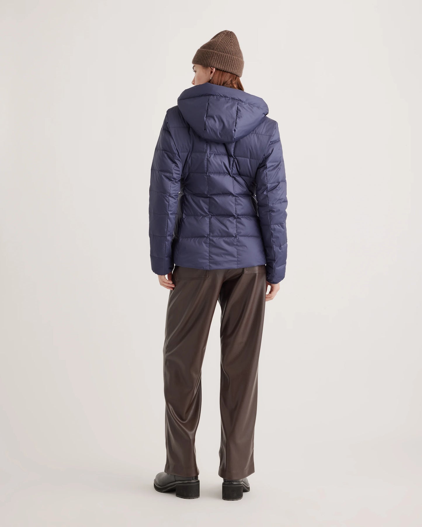Lightweight Down Packable Puffer Hooded Jacket - XS / Navy