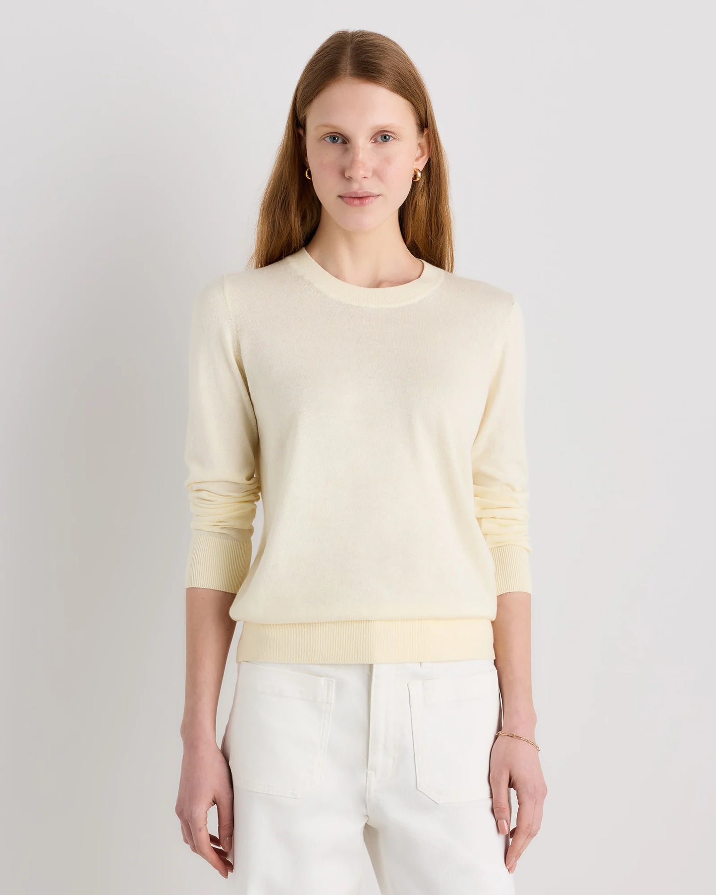 Lightweight Cotton Cashmere Crew Sweater - XS / Mountain Spring Blue