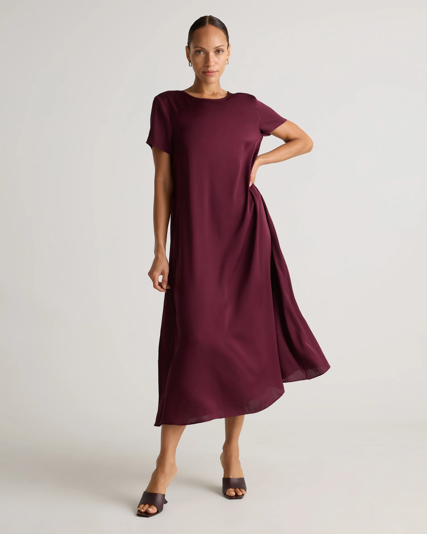 Washable Stretch Silk Voluminous Maxi Dress - XS / Moonstone Blue