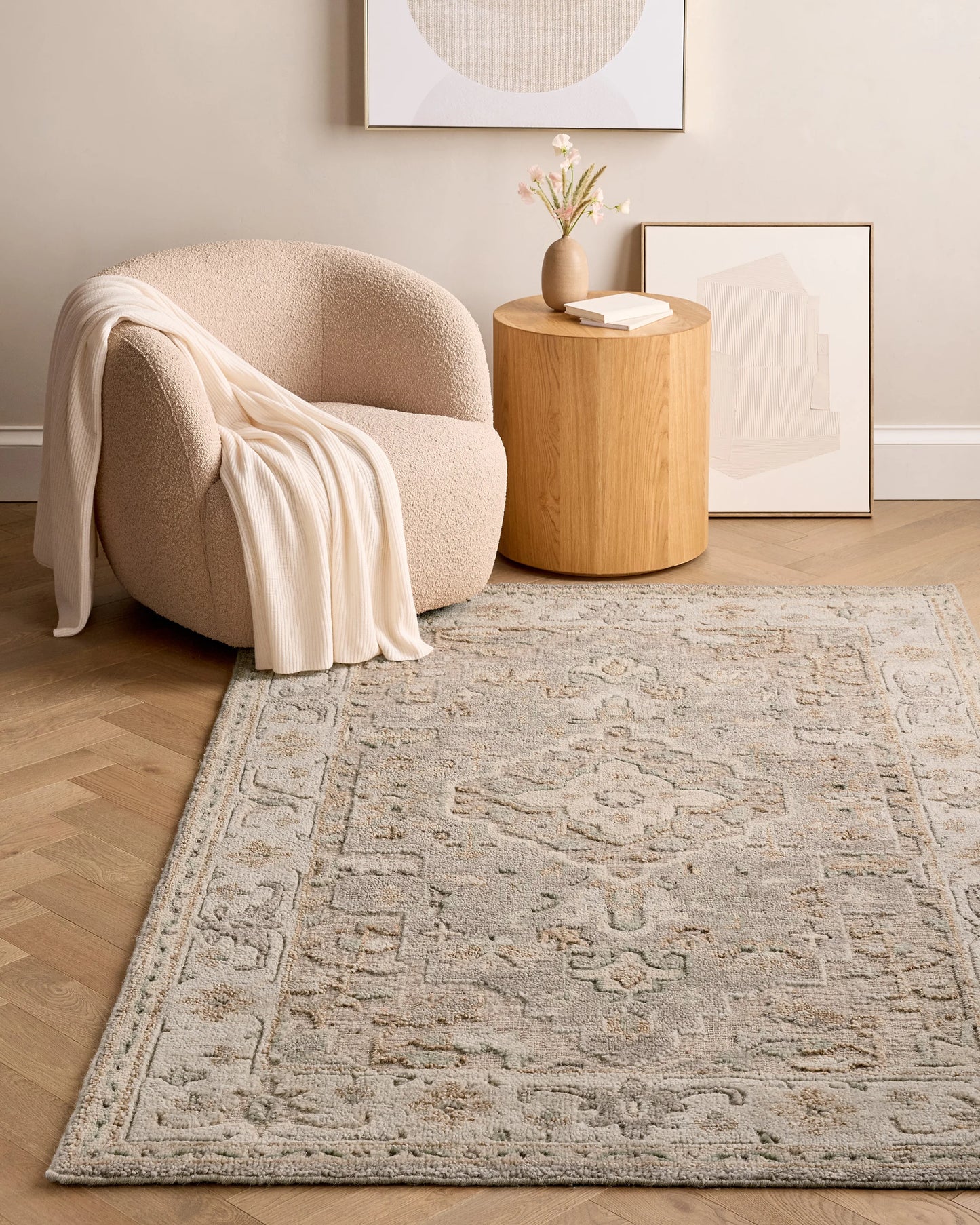 Callahan Hand-Knotted Wool Rug - 5' x 8' / Natural