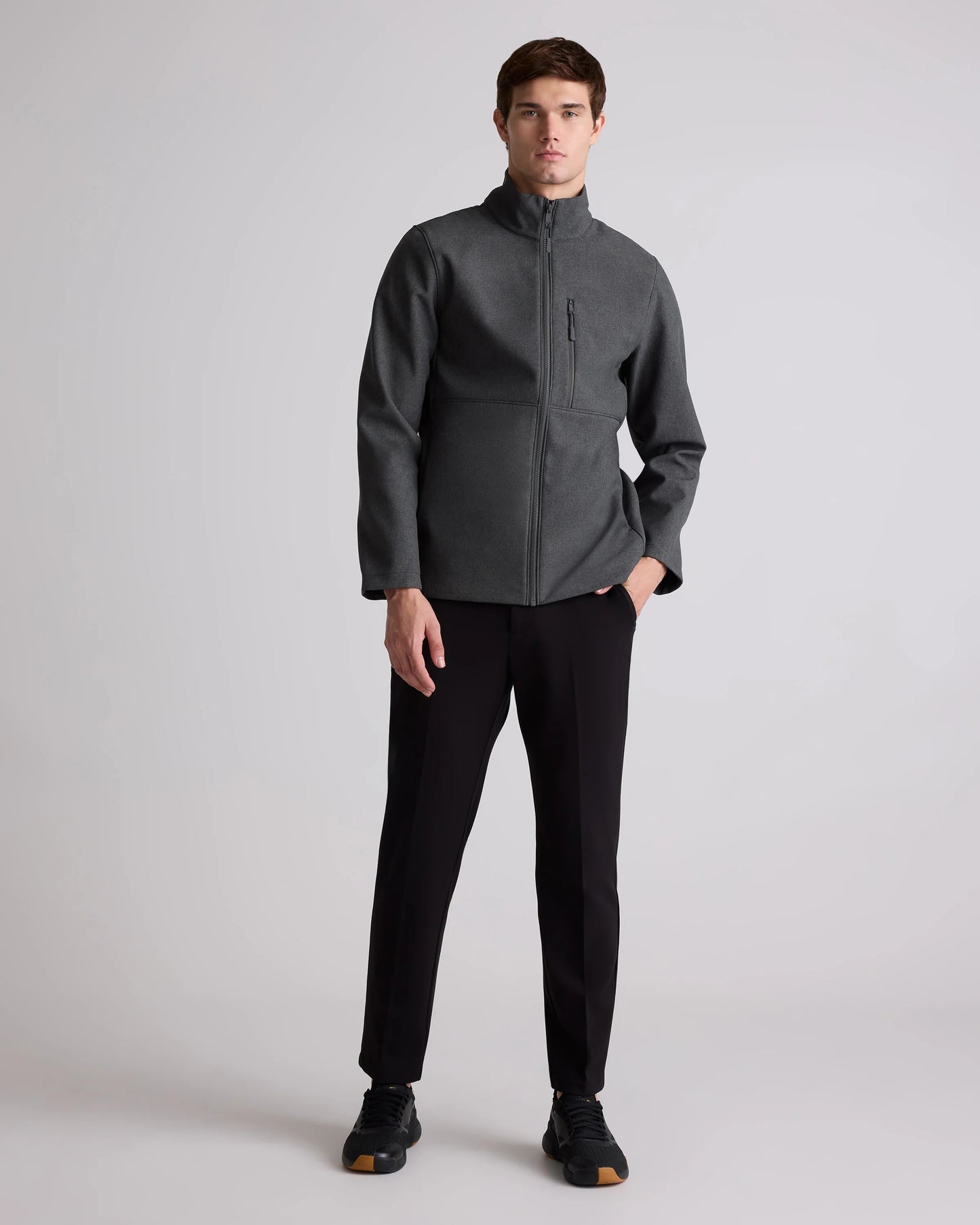 Softshell Fleece-Lined Full-Zip Jacket - S / Heather Shady Charcoal