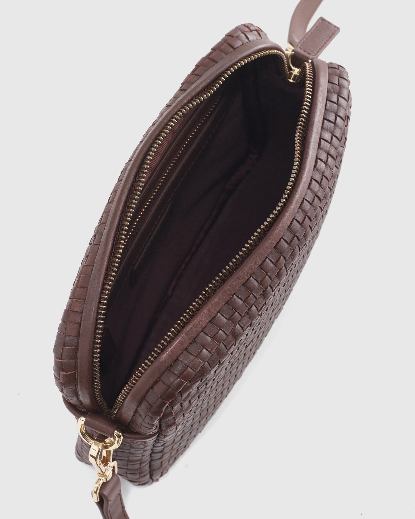 Italian Leather Handwoven Crossbody - One Size / Cognac