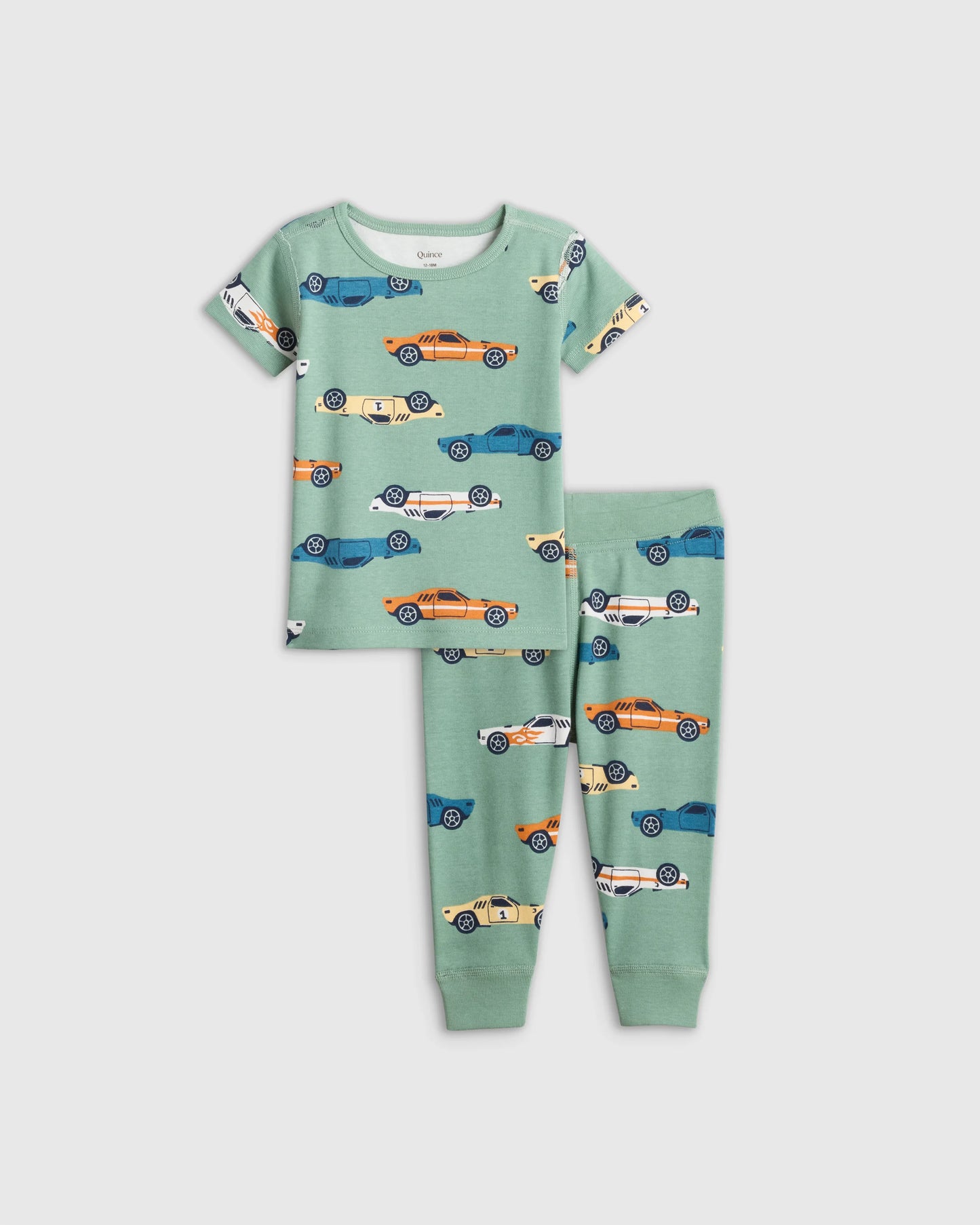 100% Organic Cotton Short Sleeve and Pant Pajama Set - 12-18M / Planets