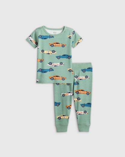 100% Organic Cotton Short Sleeve and Pant Pajama Set - 12-18M / Planets
