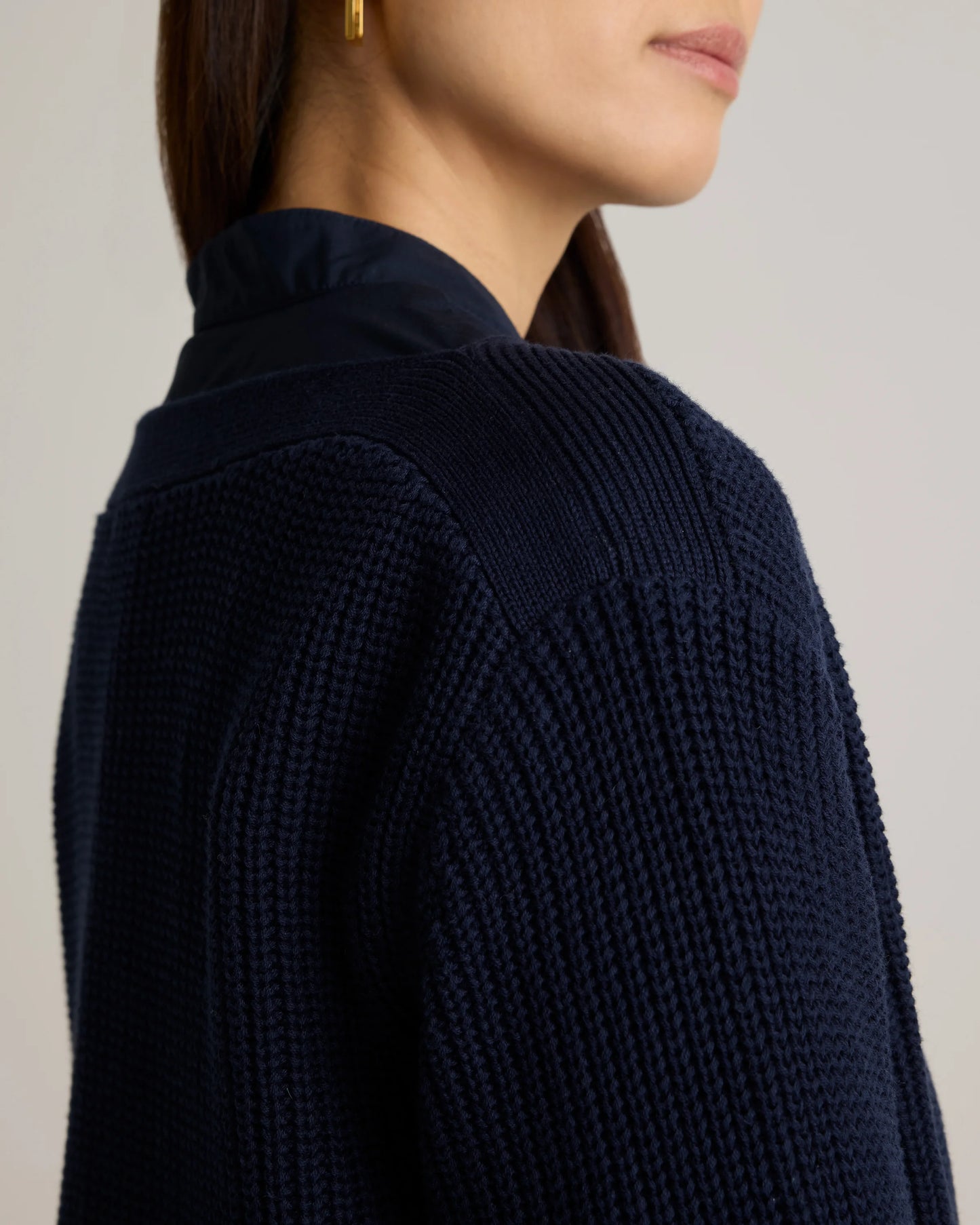100% Organic Cotton Fisherman Boatneck Sweater - XS / Navy