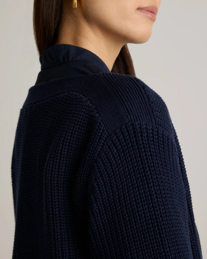 100% Organic Cotton Fisherman Boatneck Sweater - XS / Navy