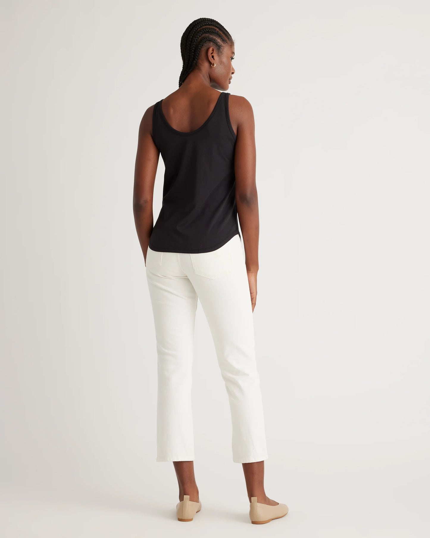 Cotton Modal Double Scoop Neck Tank - XS / Navy