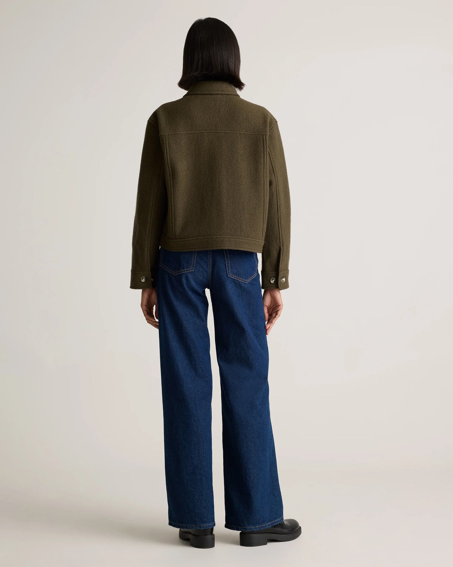 100% Merino Wool Cropped Shirt Jacket - XS / Mulled Wine