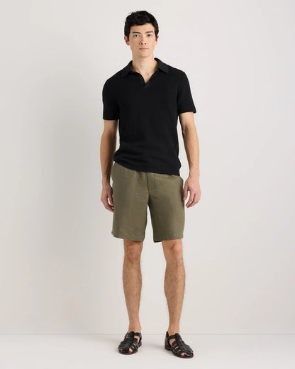 100% European Linen Shorts - 9" - S / Black