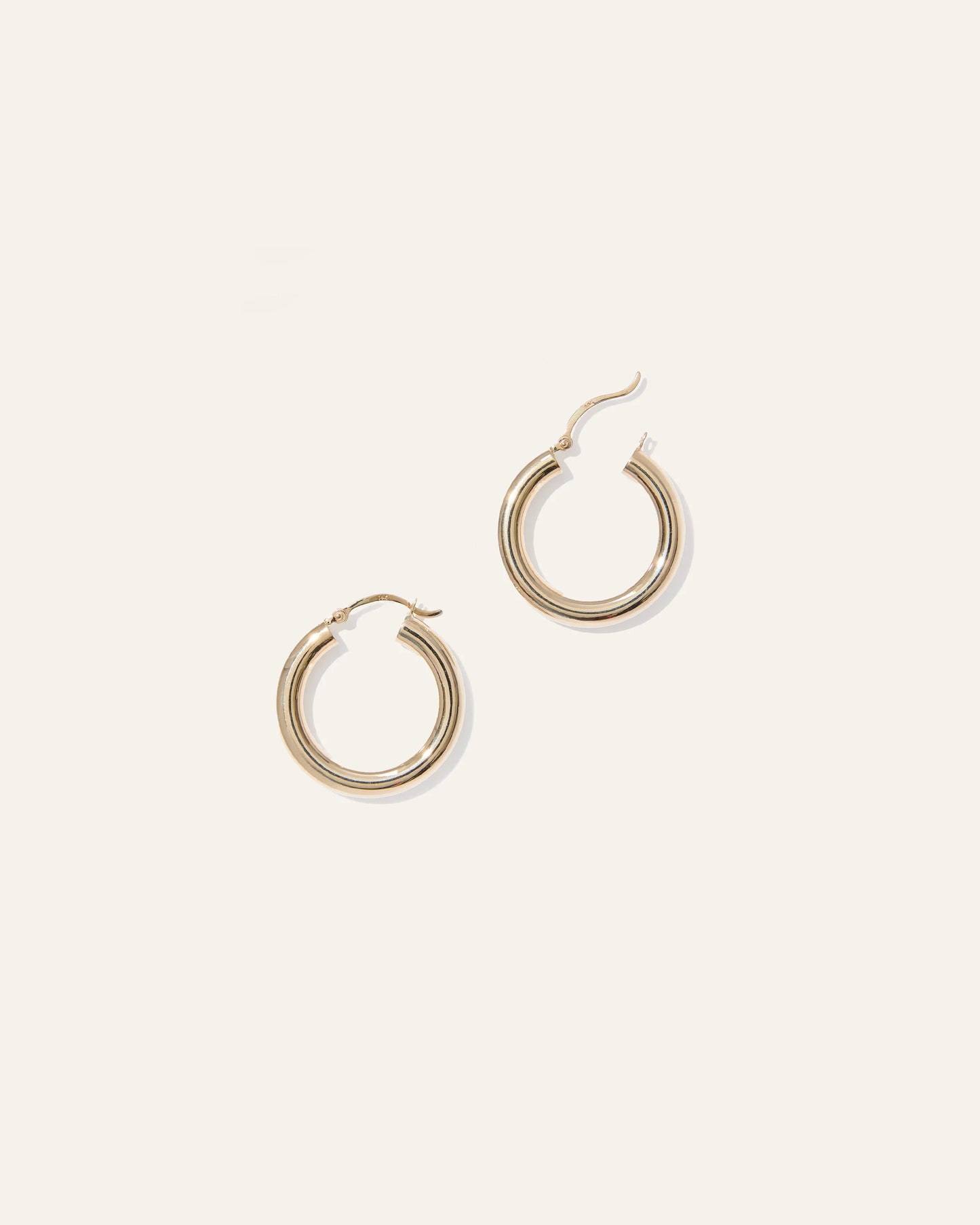 14K Gold 4mm Tube Hoops - 25mm / Yellow Gold