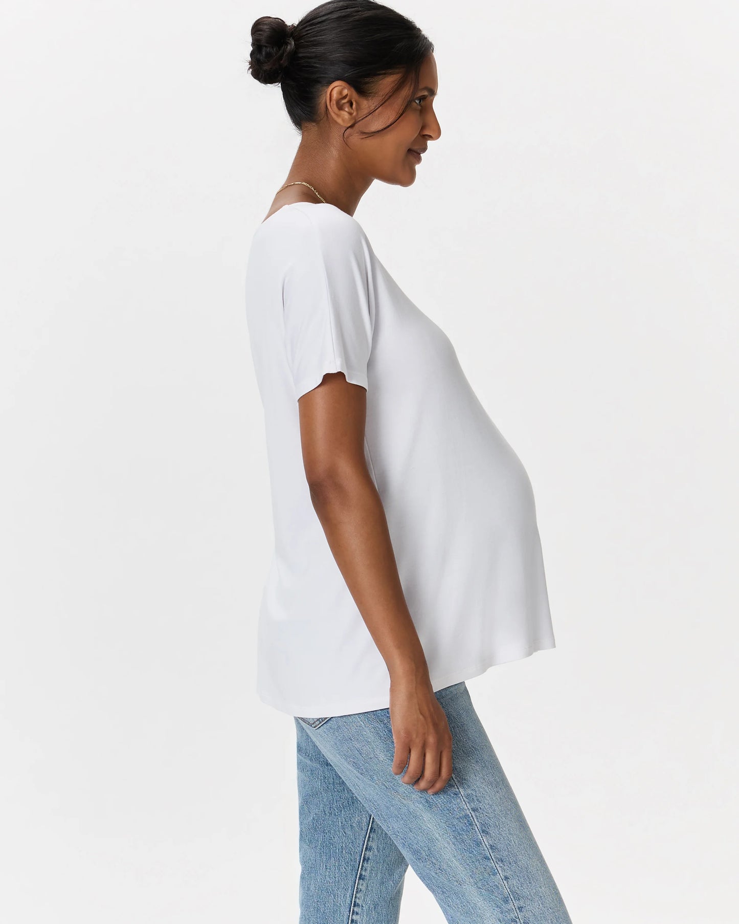 Bamboo Jersey Maternity Dolman Sleeve Tee (2-pack) - XS / White/Grey