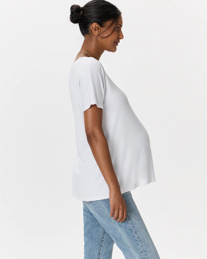 Bamboo Jersey Maternity Dolman Sleeve Tee (2-pack) - XS / White/Grey