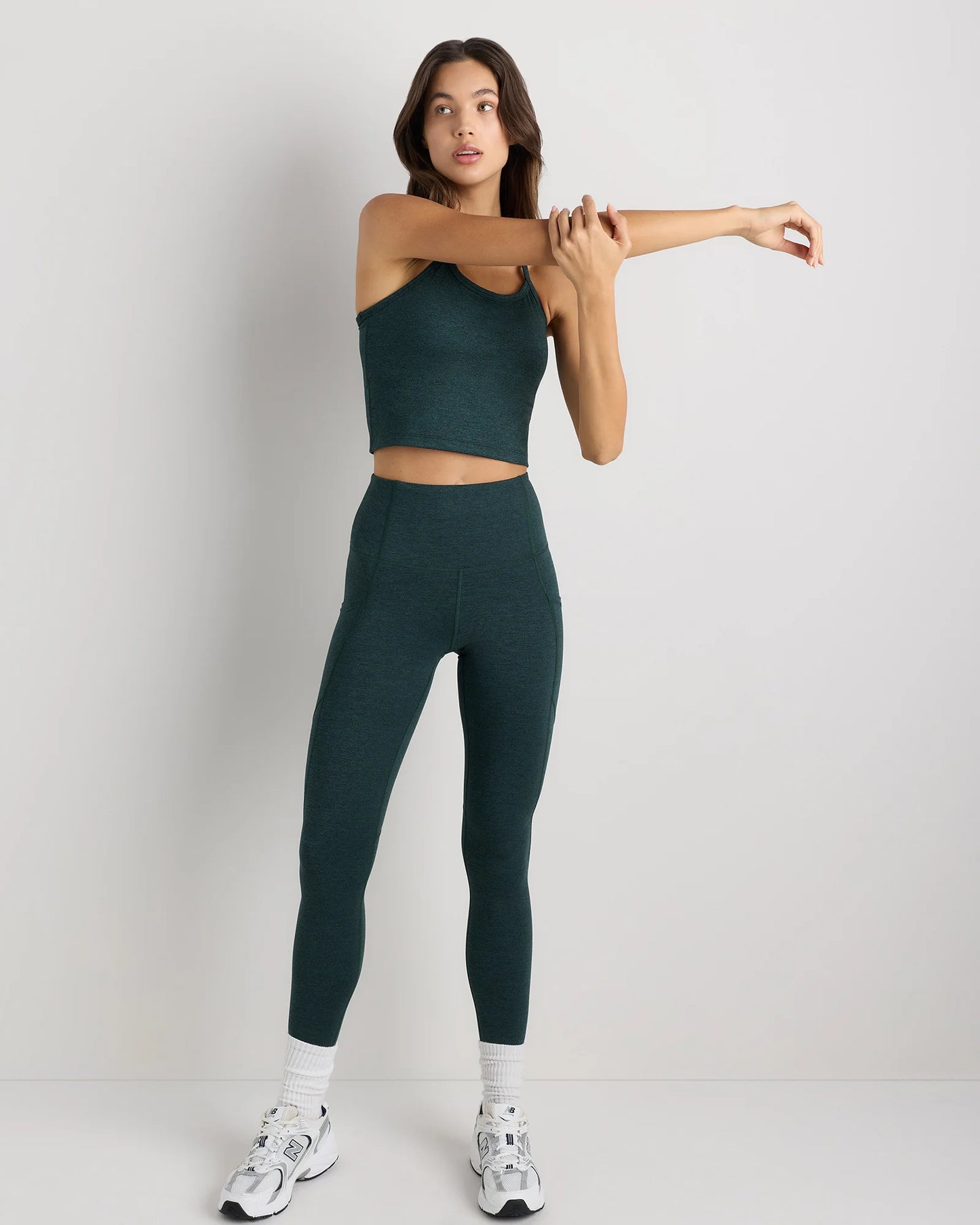 Ultra-Soft Y-Back Cropped Bra Tank - XS / Heather Black