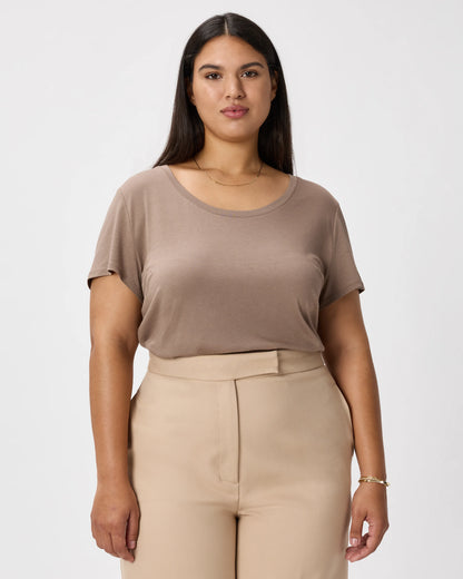 Cotton Modal Scoop Neck Tee - XS / Navy