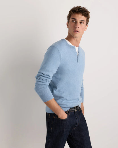 Mongolian Cashmere Henley Sweater - S / Brown