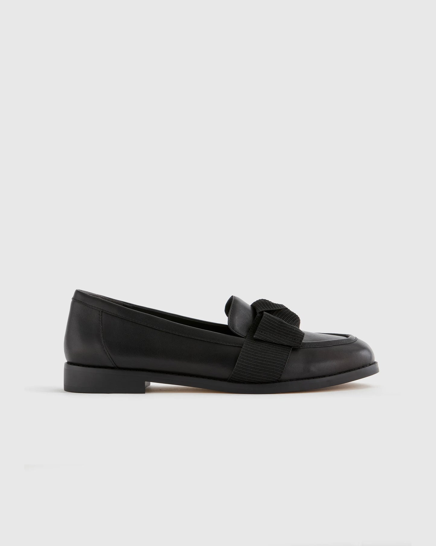 Italian Leather Bow Penny Loafer - 5 / Bone