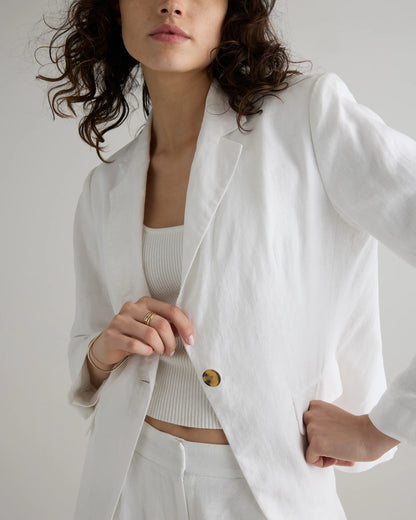 100% European Linen Structured Blazer - XS / French Blue
